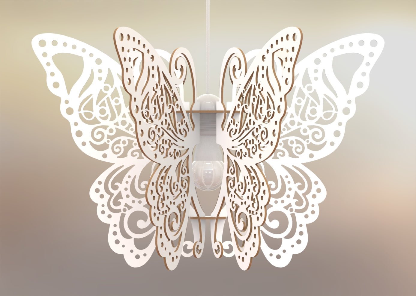 BUTTERFLY V.1 - Lampadario farfalla in legno con finitura bianca - Gmk Design