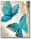 Dipinti ad olio fatti a mano farfalle stilizzate colore turchese con elementi dorati, in varie dimensioni - Gmk Design
