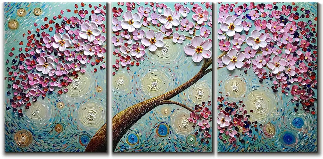 Yotree Dipinto A Olio Su Tela 60x120 Cm – Foresta Con Albero D'oro – 3D, Dipinto A Mano – Astratto Con Cornice Interna – Pronto Da Appendere