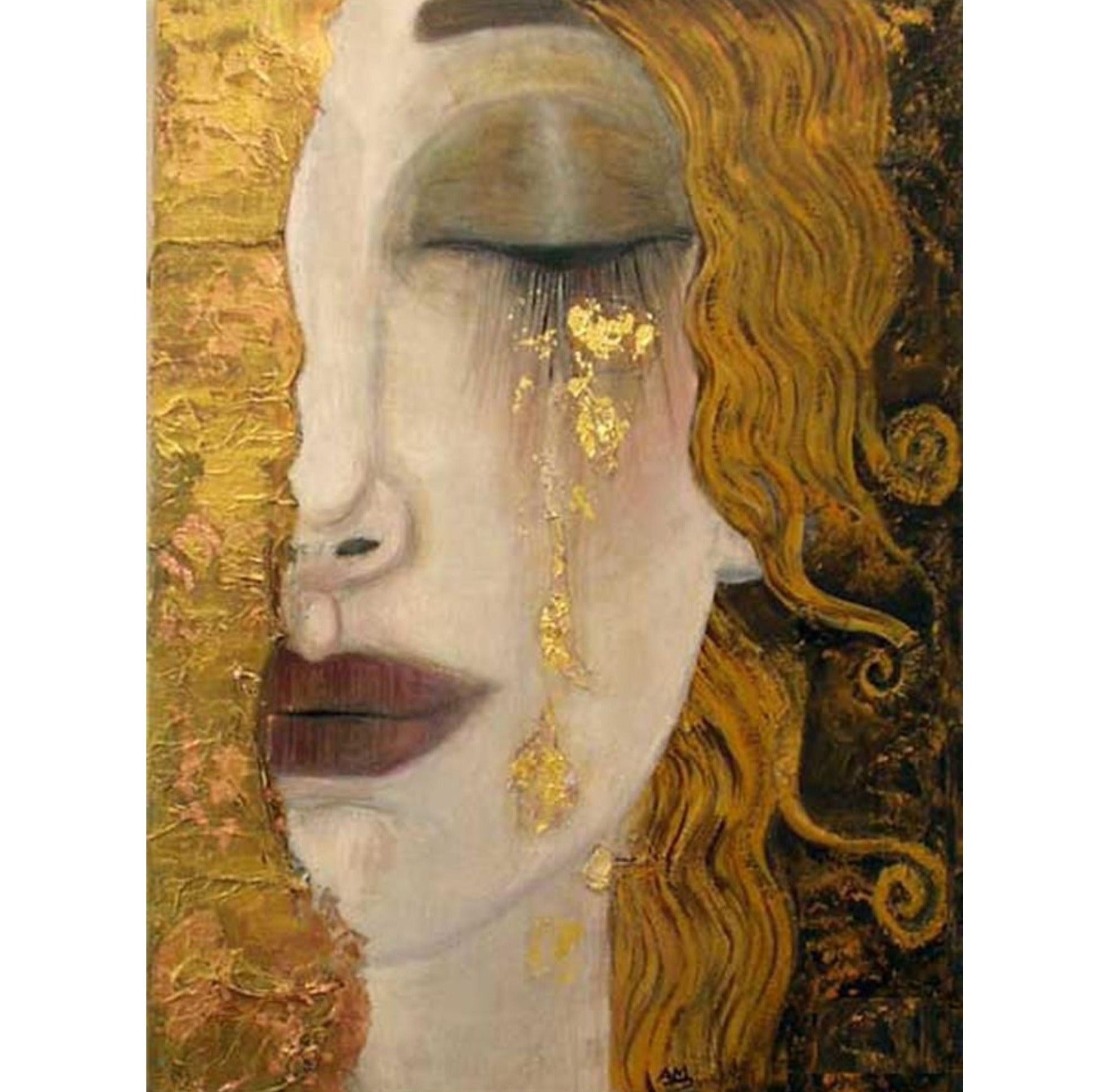 Dipinto ad olio fatto a mano Gustav Klimt Lacrime di Freya. DIPINTO SU RICHIESTA. - Gmk Design