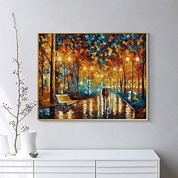 Dipinto ad olio fatto a mano Parco Autunno. Dimensioni 120x100cm, in PRONTA CONSEGNA. - Gmk Design