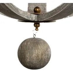 GITANO V.3 - Lampadario forma di globo vintage in legno massello e candelabri in metallo dorato. - Gmk Design
