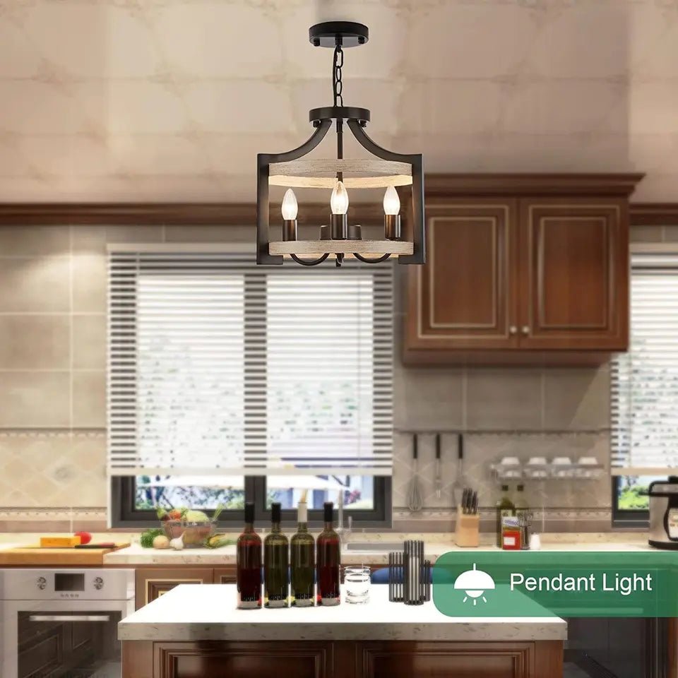 ICARO V.1 - Lampadario, plafoniera dal design rustico moderno, colore legno chiaro. - Gmk Design