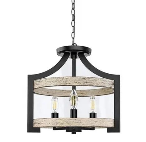 ICARO V.1 - Lampadario, plafoniera dal design rustico moderno, colore legno chiaro. - Gmk Design
