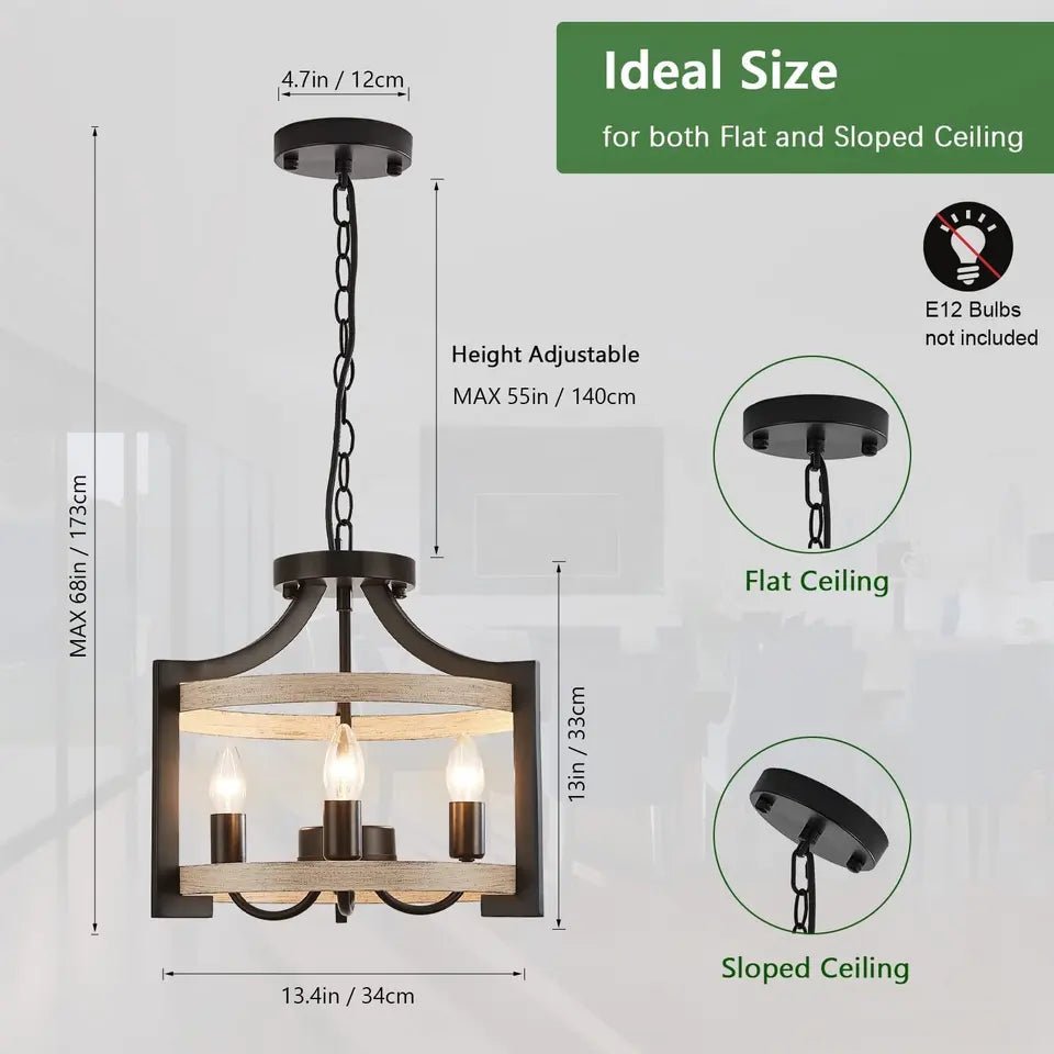 ICARO V.1 - Lampadario, plafoniera dal design rustico moderno, colore legno chiaro. - Gmk Design