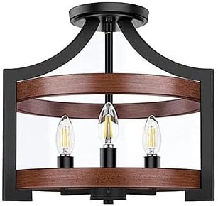 ICARO V.2 - Lampadario, plafoniera dal design rustico moderno, colore legno scuro. - Gmk Design