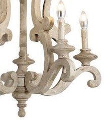 IMPERO - Lampadario a 5 luci in legno bianco antichizzato, rustico. Dimensioni 67x73 cm. - Gmk Design