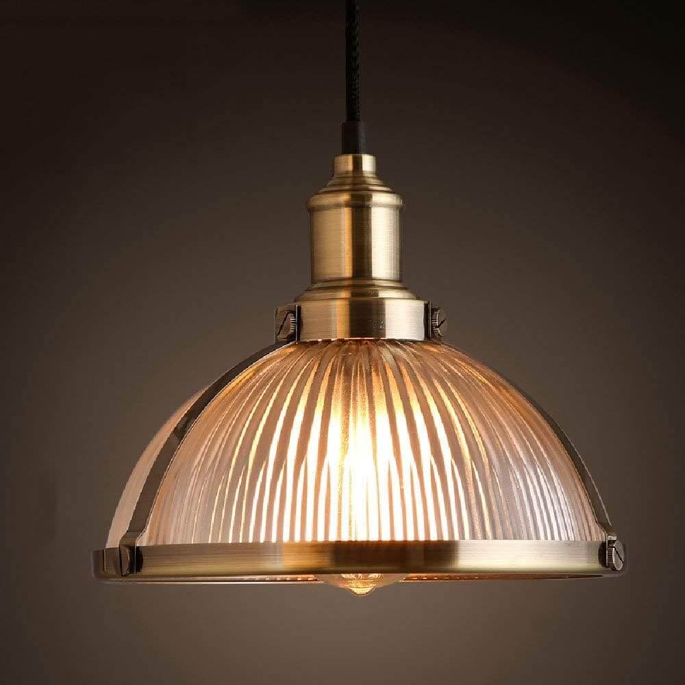 Lampade da soffitto in stile retro vintage industriale paralume in vetro ed inserti in metallo verniciato bronzo - Gmk Design