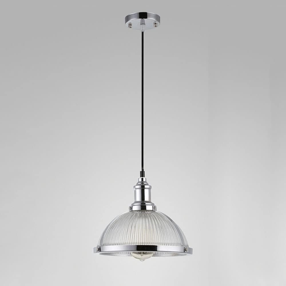 Lampade da soffitto in stile retro vintage industriale con paralume in vetro ed inserti cromati - Gmk Design
