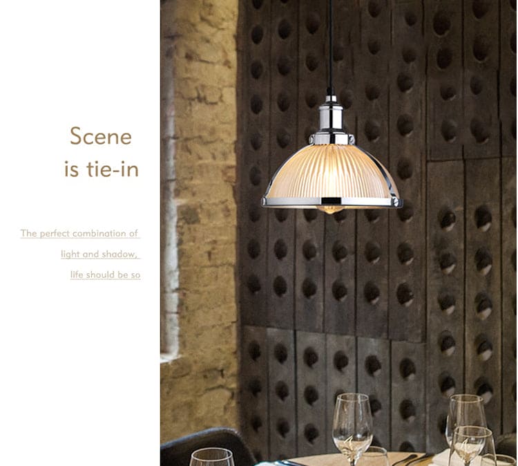 Lampade da soffitto in stile retro vintage industriale con paralume in vetro ed inserti cromati - Gmk Design