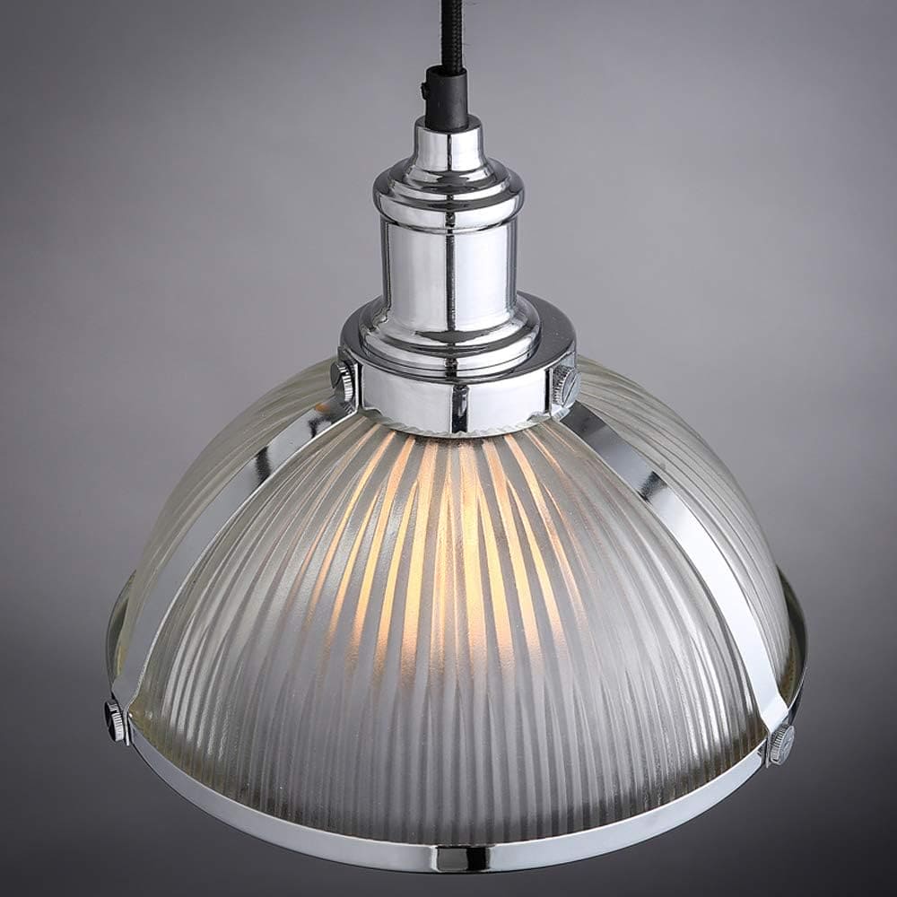 Lampade da soffitto in stile retro vintage industriale con paralume in vetro ed inserti cromati - Gmk Design