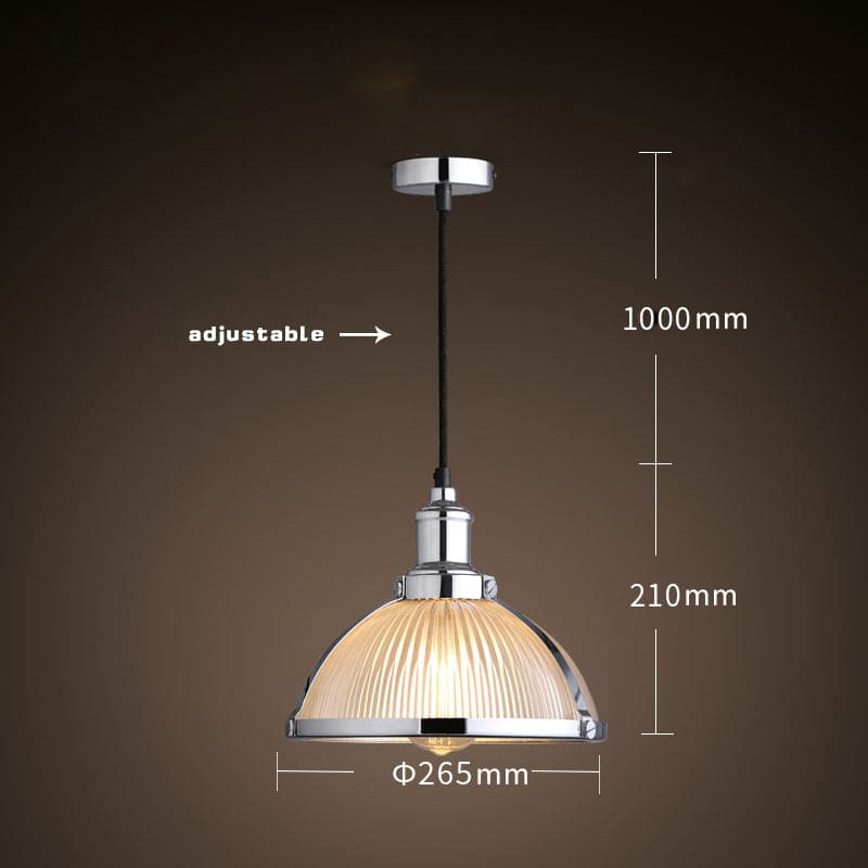 Lampade da soffitto in stile retro vintage industriale con paralume in vetro ed inserti cromati - Gmk Design