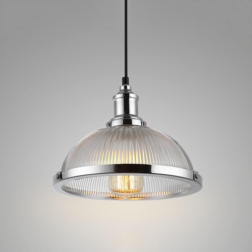 Lampade da soffitto in stile retro vintage industriale con paralume in vetro ed inserti cromati - Gmk Design
