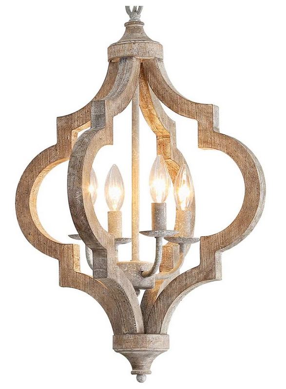 KAMPANULA - Lampadario rustico in ferro e legno antichizzato - Gmk Design