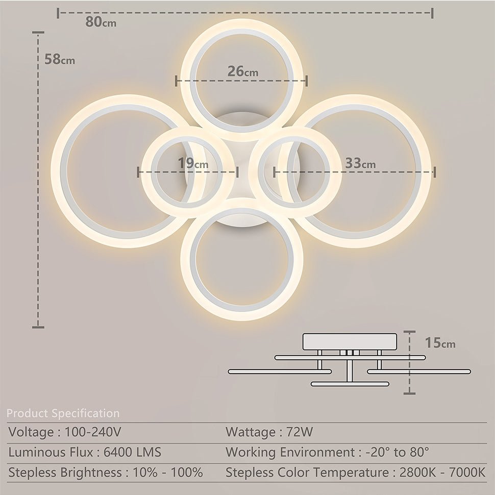 KYKLOS - Lampadario plafoniera moderna ad elementi geometrici circolari con luci a led azionabile in remoto. - Gmk Design