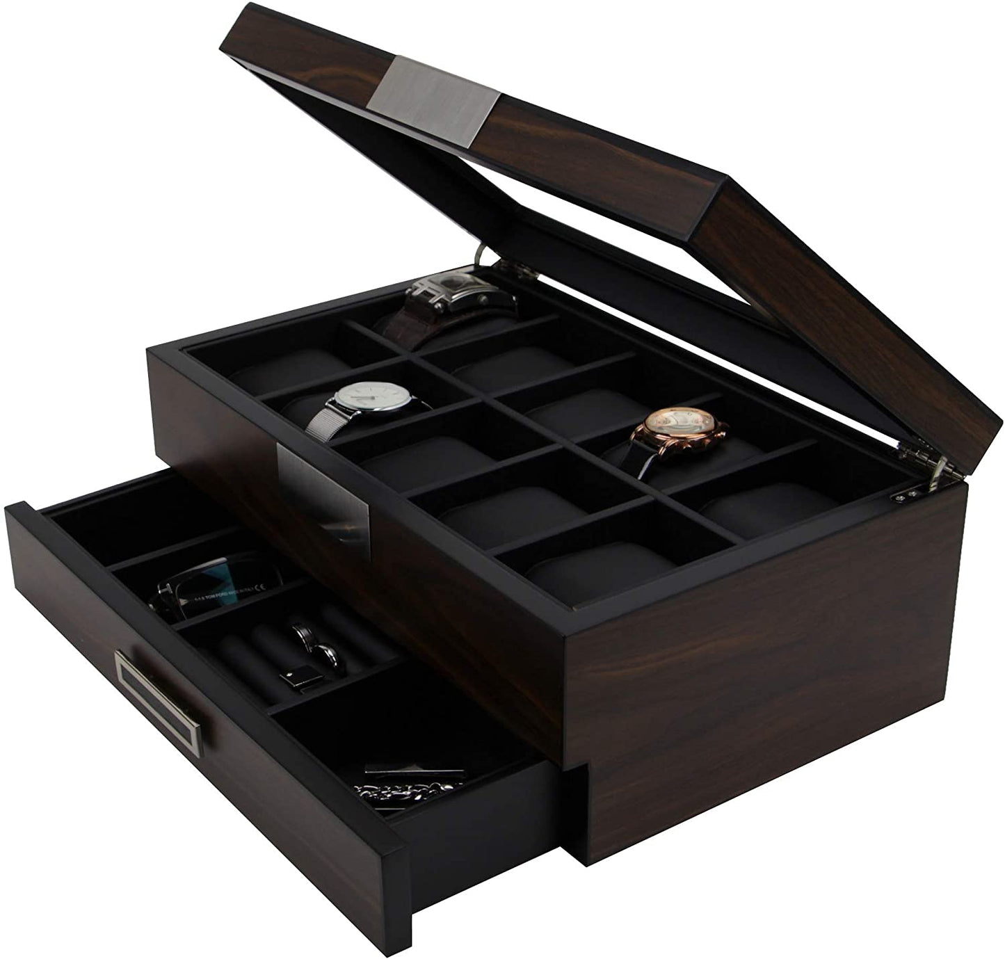 Mobiletto organizer lussuoso in legno massello per orologi, occhiali, bracciali, portaoggetti. - Gmk Design