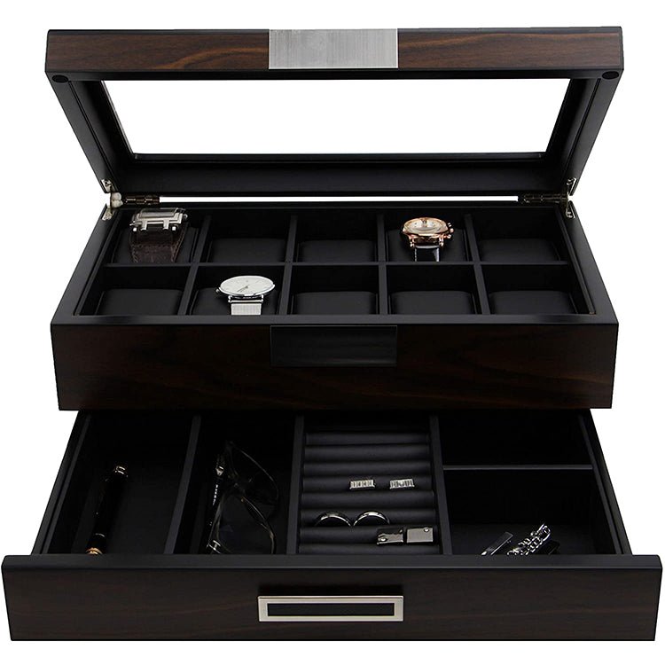 Mobiletto organizer lussuoso in legno massello per orologi, occhiali, bracciali, portaoggetti. - Gmk Design