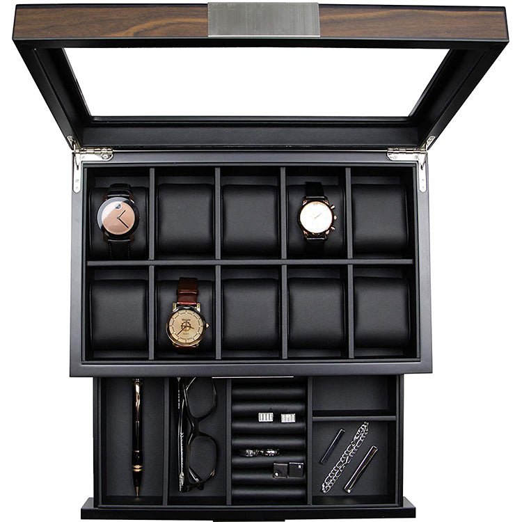 Mobiletto organizer lussuoso in legno massello per orologi, occhiali, bracciali, portaoggetti. - Gmk Design