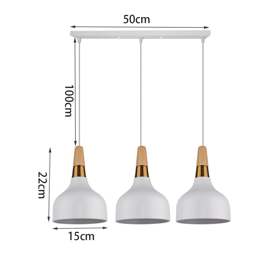MODERNO V.1 WHITE - Lampadario dallo stile moderno nordico minimalista con inserti in legno e metallo dorato - Gmk Design