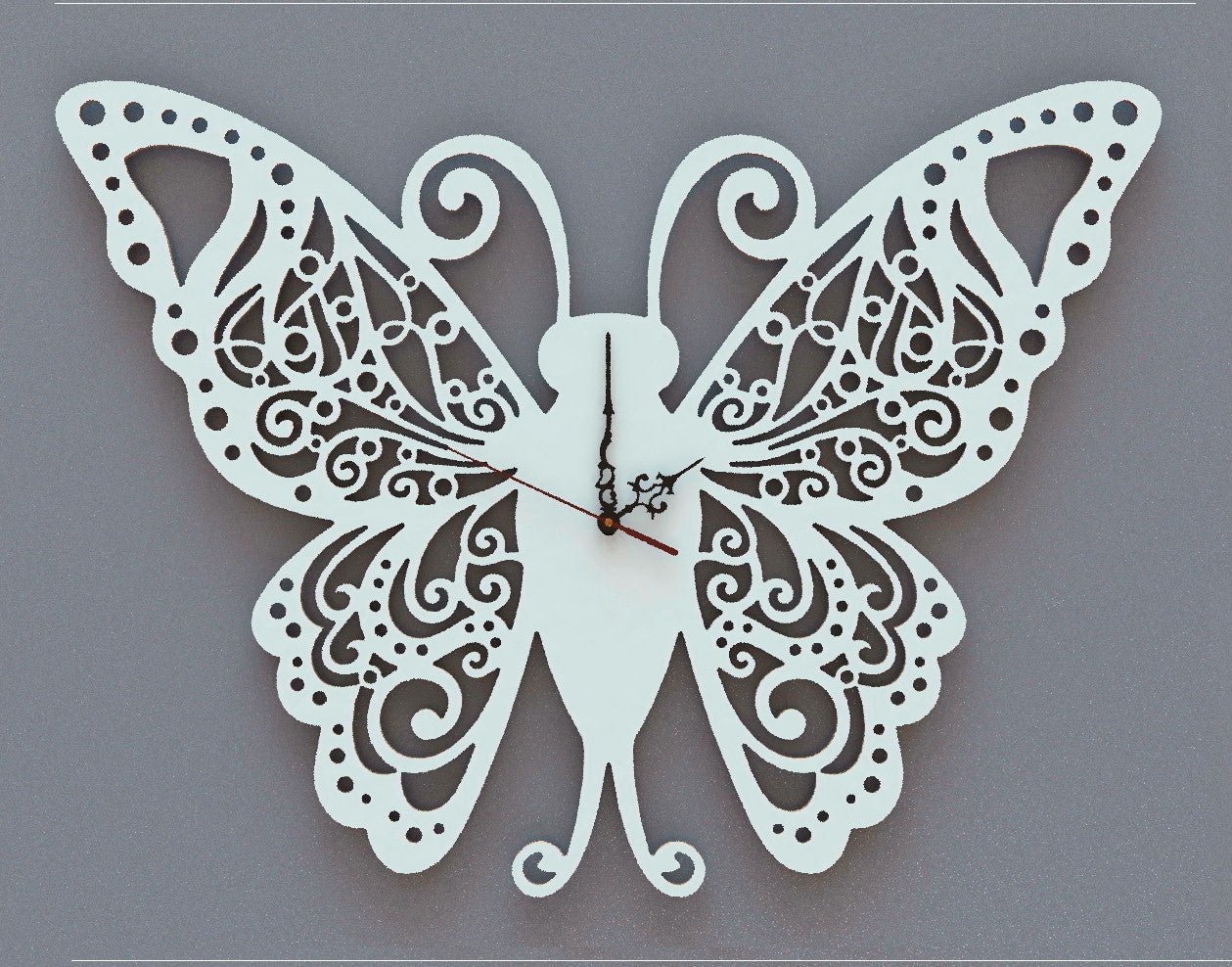 Orologio Farfalla Bianco a parete Design Decorazione Arredo. Dimensioni 57x42cm - Gmk Design