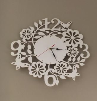Orologio Natura Floreale a parete Arredo Design Bianco Artigianale Grande 45cm - Gmk Design