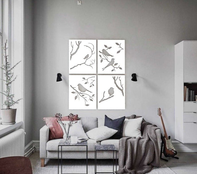Pannello decorativo traforato Uccelli Rami Autunno - Decorazione Arredo Casa Parete Muro - Gmk Design