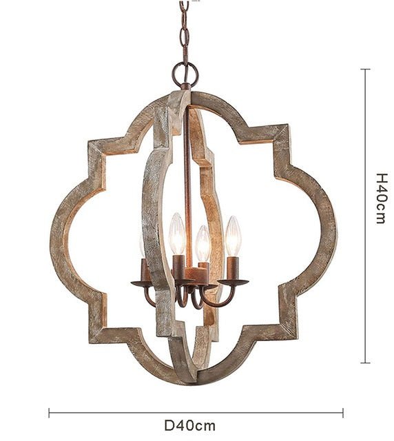 QUADRIFOGLIO V.1 - Lampadario design minimal effetto rustico in ferro e legno antichizzato - Gmk Design