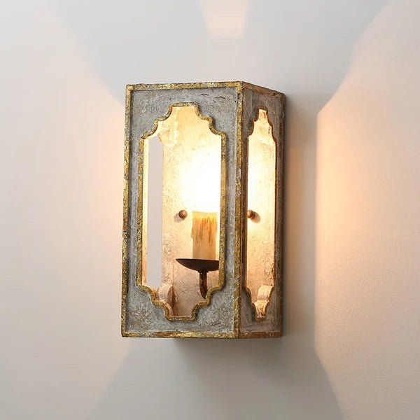 REGGIA APPLIQUE - Lampada a parete applique in stile retrò in oro e grigio verniciato anticato. - Gmk Design