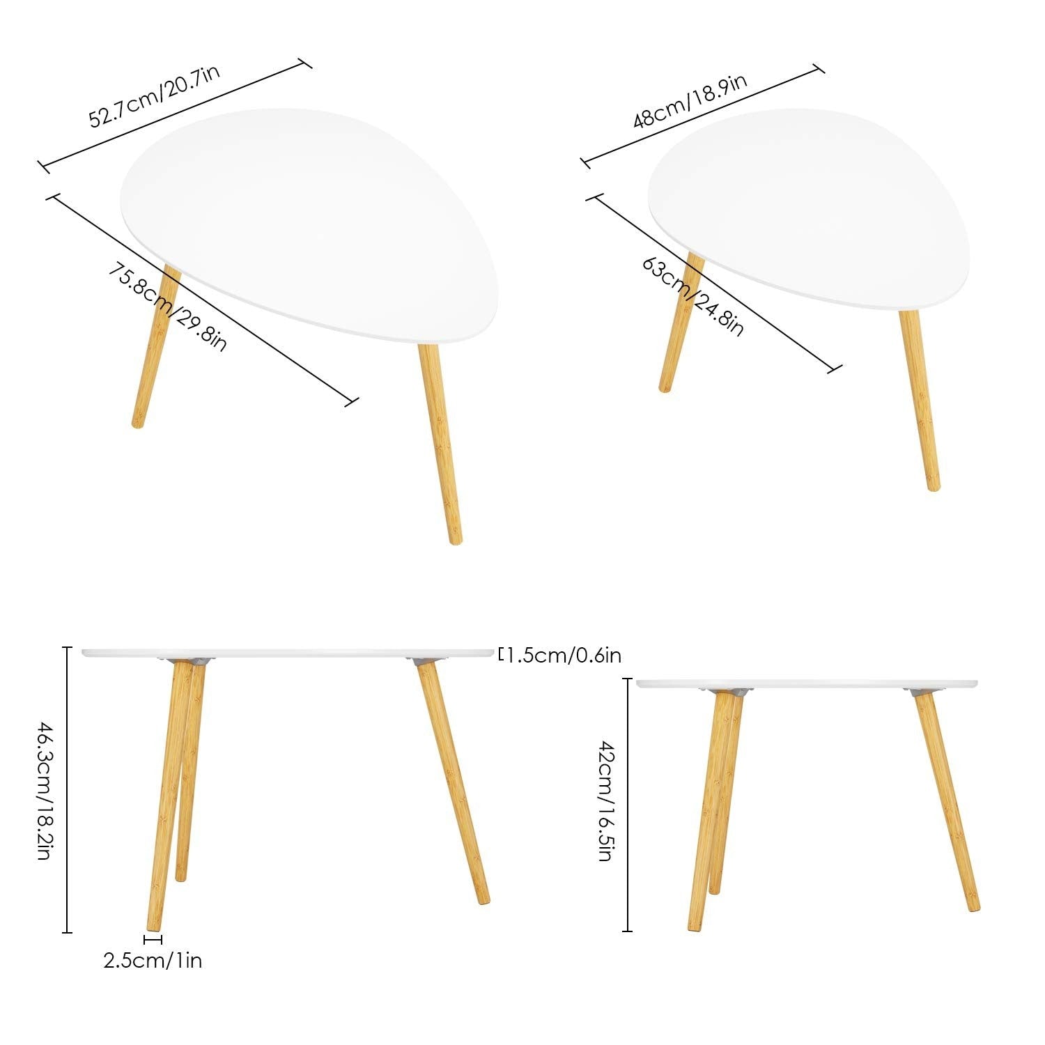 Set di 2 tavolini in in legno di bambù per salotto - V.1 - Gmk Design