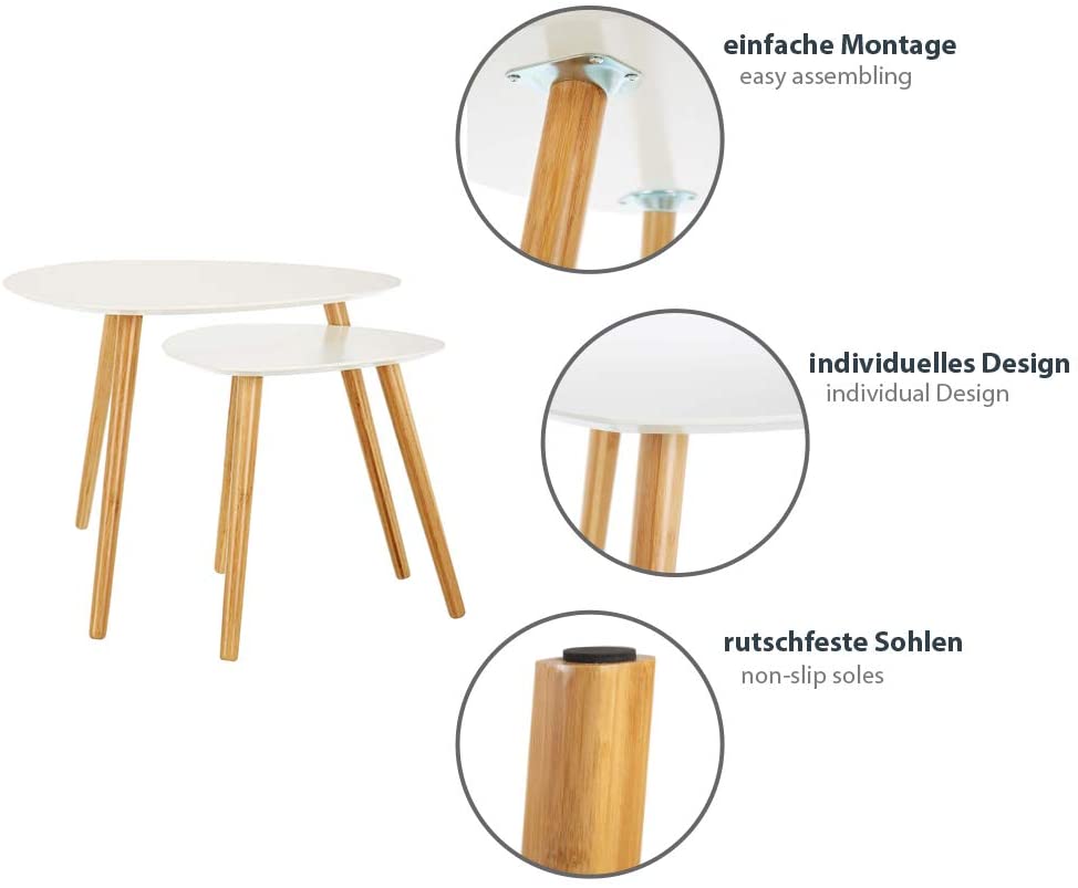 Set di 2 tavolini in in legno di bambù per salotto - V.2 - Gmk Design