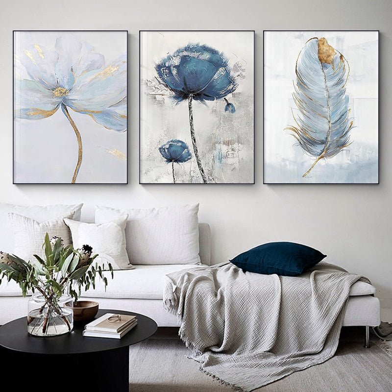 Stampe su tela di alta qualità raffiguranti immagini astratte di fiori e piume - Gmk Design