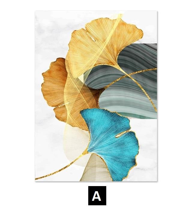 Stampe su tela di alta qualità raffiguranti immagini astratte di foglie di Ginkgo biloba - Gmk Design