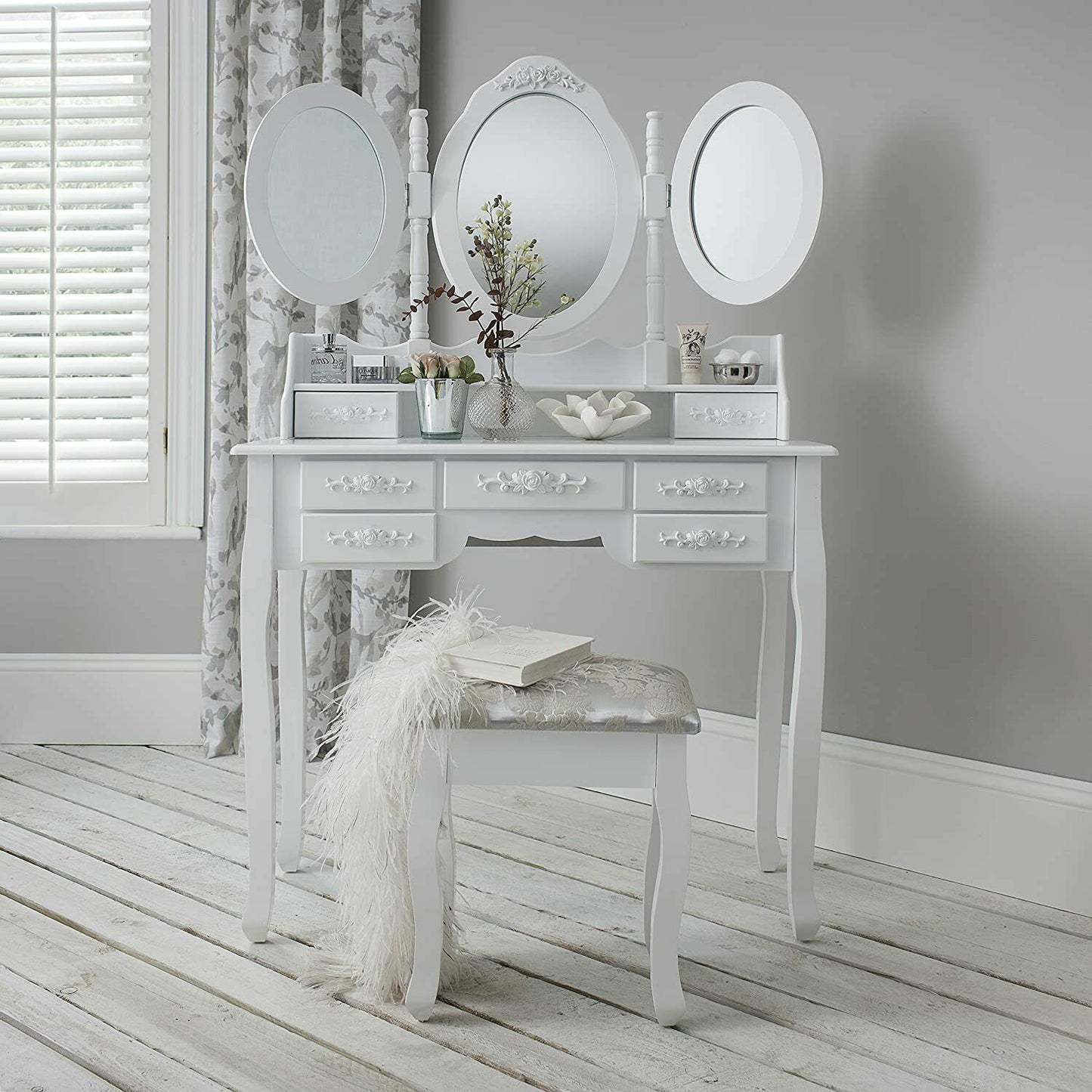 Toeletta per trucco, make-up organizer. DESIGN RETRÓ colore bianco. - Gmk Design