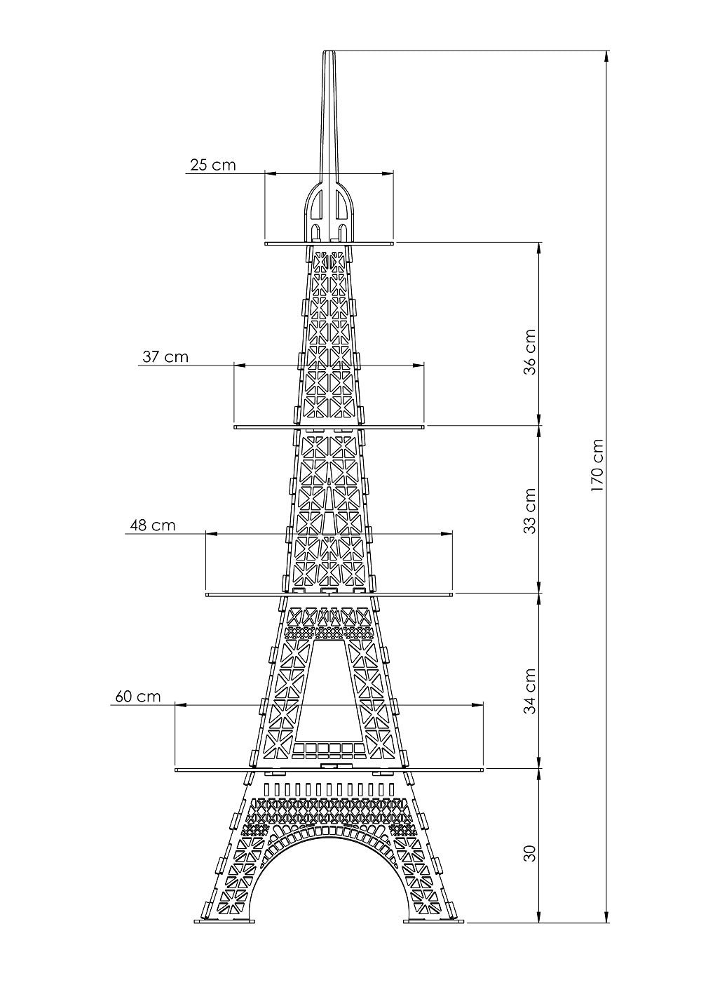 Alzatina porta torte torre Eiffel supporto per cupcake dolci. Altezza 1,7 metri