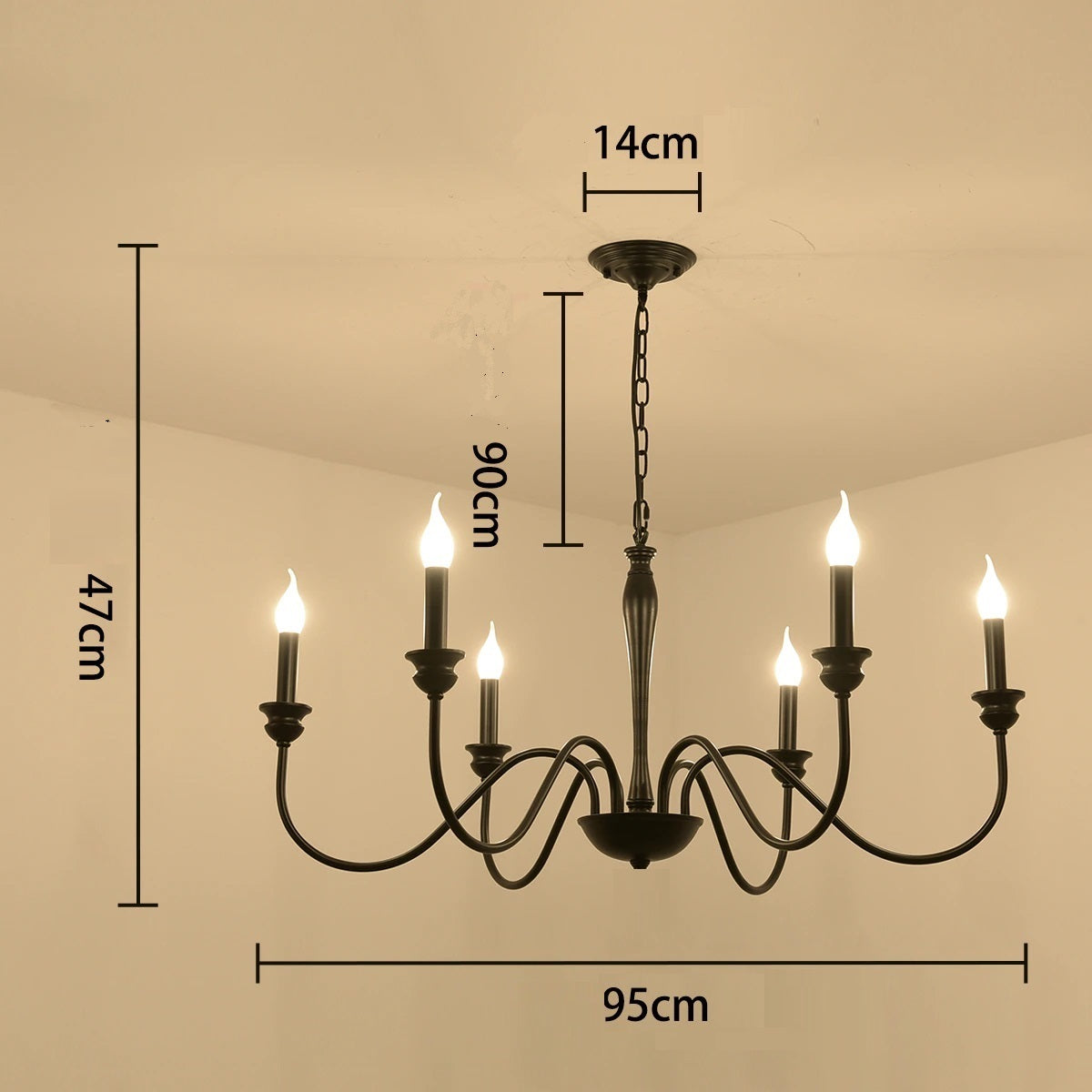 CLASSICO MINIMAL V.1 - Lampadario dallo stile classico con linee essenziali in ferro battuto verniciato nero