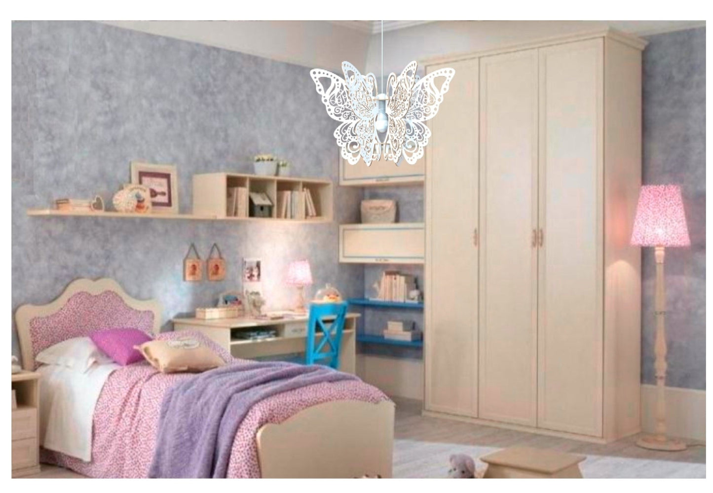 BUTTERFLY V.1 - Lampadario farfalla in legno con finitura bianca - Gmk Design