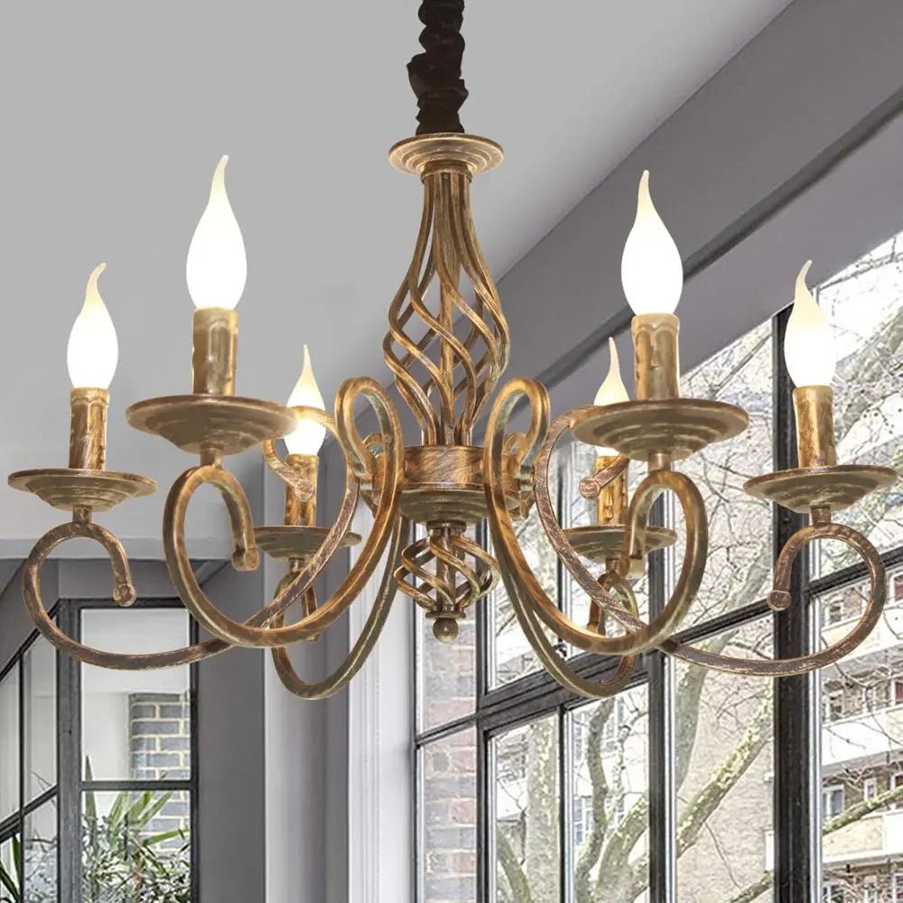 Lampadario classico in ferro battuto verniciato bronzo disponibile in 6 o 8 luci - Gmk Design