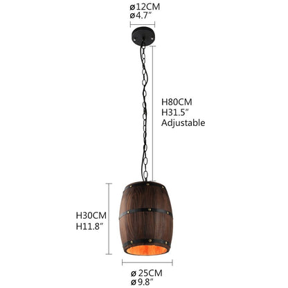 COUNTRY - Lampada in stile rustico a forma di barile in legno - Gmk Design