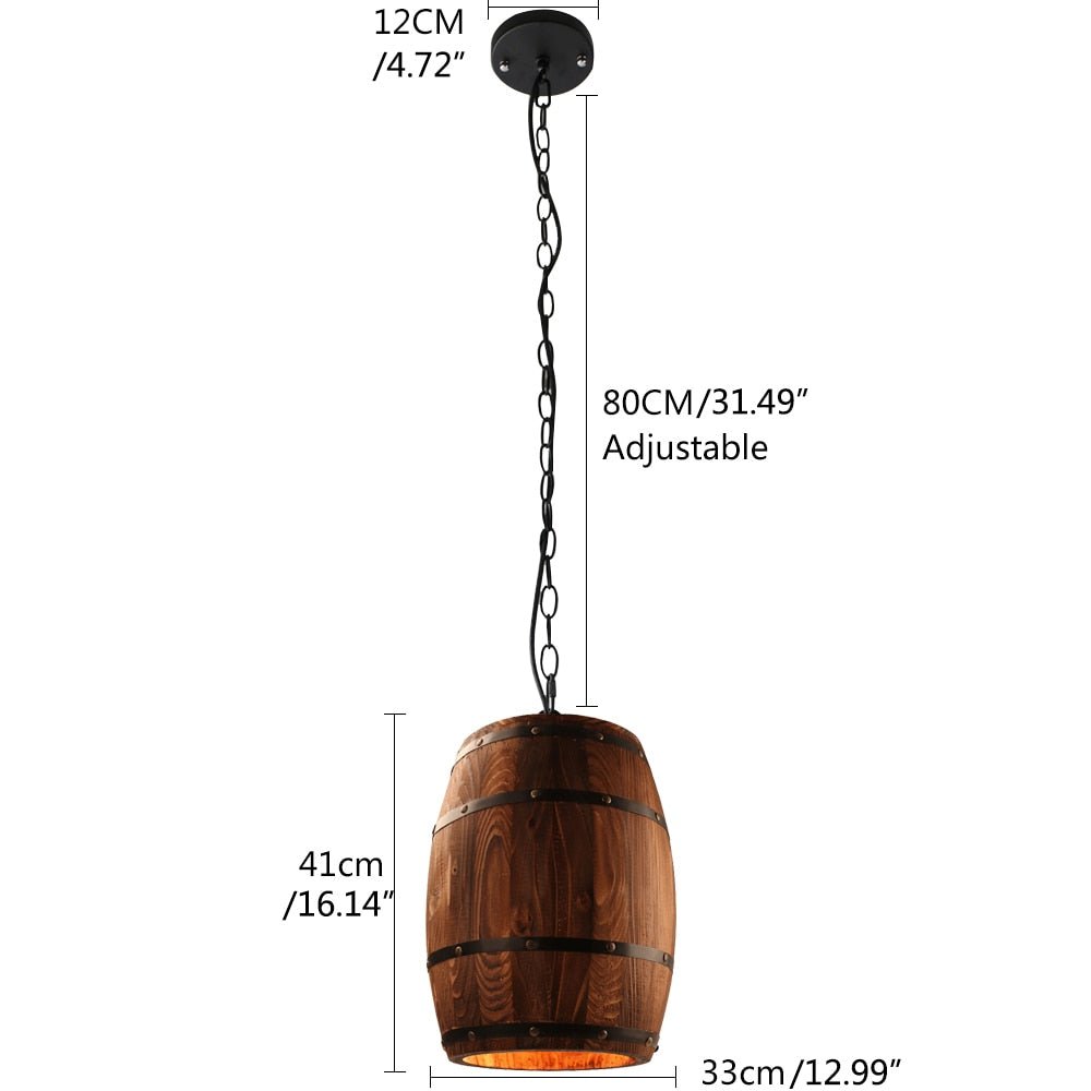 COUNTRY - Lampada in stile rustico a forma di barile in legno - Gmk Design