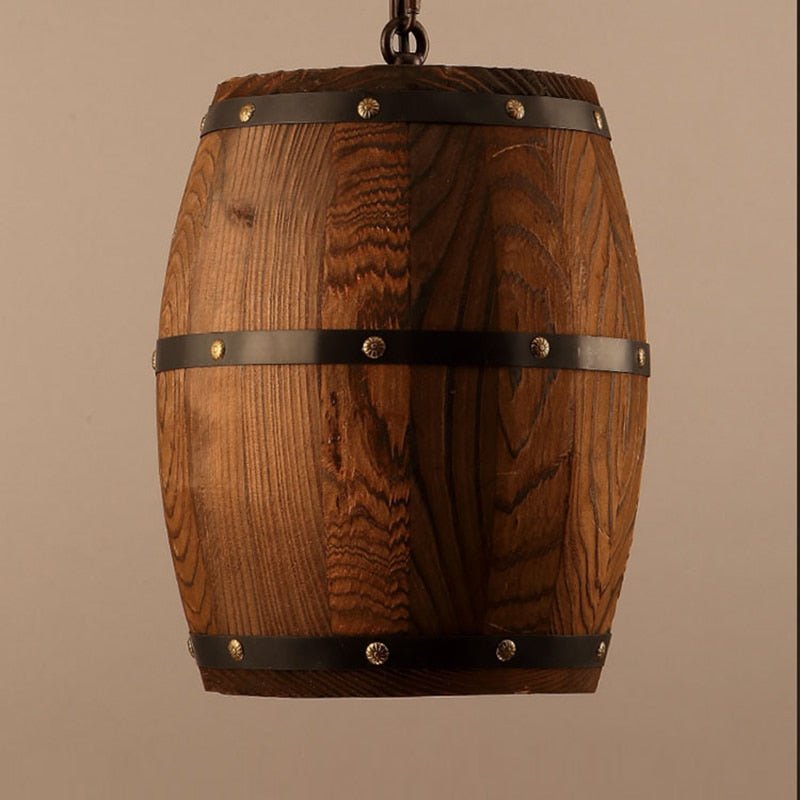 COUNTRY - Lampada in stile rustico a forma di barile in legno - Gmk Design