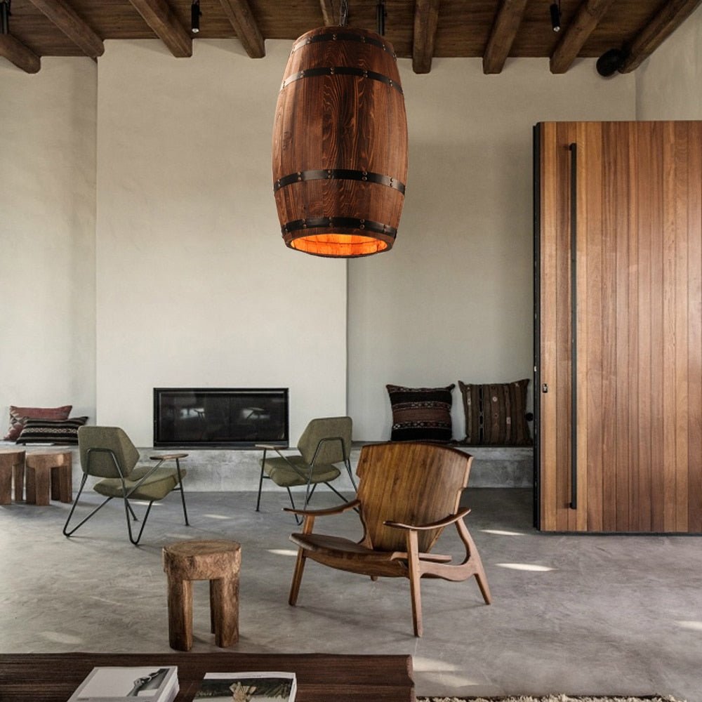 COUNTRY - Lampada in stile rustico a forma di barile in legno - Gmk Design