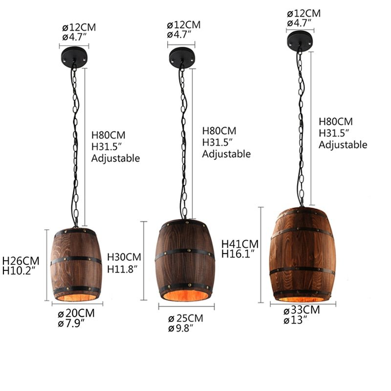 COUNTRY - Lampada in stile rustico a forma di barile in legno - Gmk Design