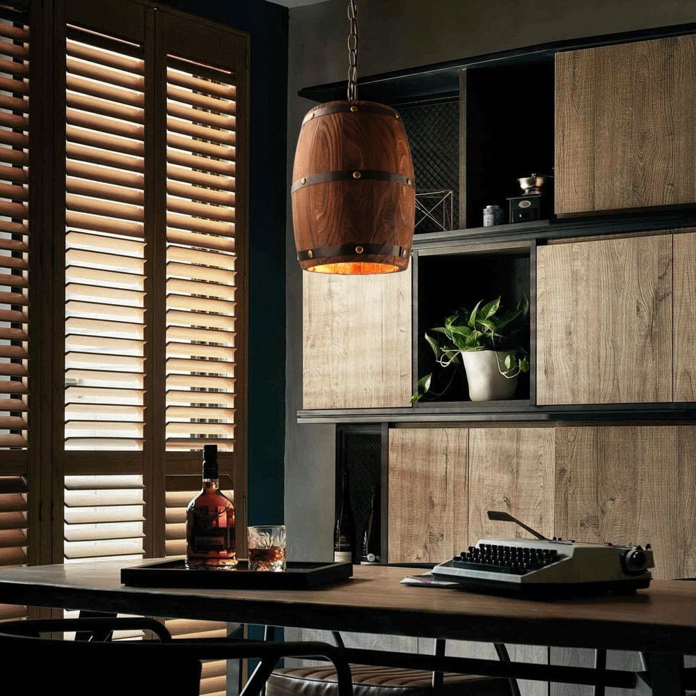 COUNTRY - Lampada in stile rustico a forma di barile in legno - Gmk Design