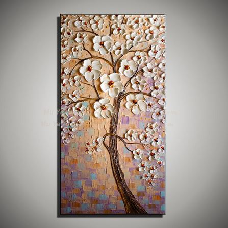 WunM Studio CE Quadro astratto moderno albero fiore natura paesaggio  pittura pittura a olio dipinto a mano grande dimensione, colorato spessore