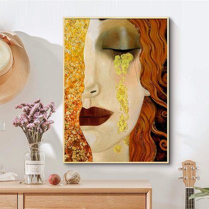 Dipinto ad olio fatto a mano Gustav Klimt Lacrime di Freya. DIPINTO SU RICHIESTA. - Gmk Design