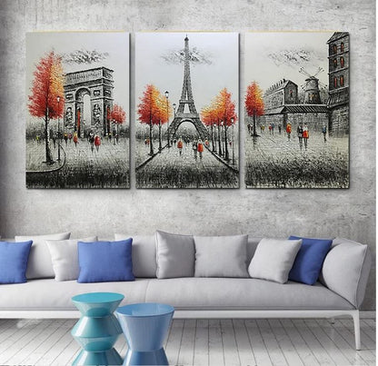 Dipinto ad olio fatto a mano Parigi, Torre Eiffel, Moulin Rouge, Arc de triomphe - Gmk Design