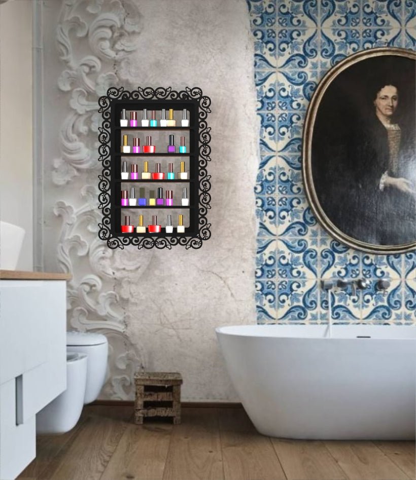 Espositore mobiletto a parete Stand Porta Smalti Rossetti Trucchi - V.2 - DIVERSE COLORAZIONI DISPONIBILI - Gmk Design