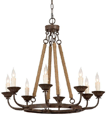 EVODIO - Lampadario in ferro battuto e corde di canapa di manila - Gmk Design
