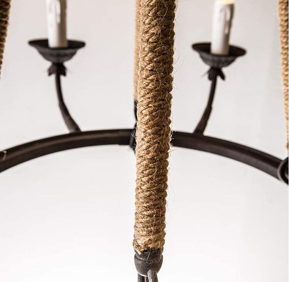 EVODIO - Lampadario in ferro battuto e corde di canapa di manila - Gmk Design