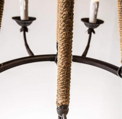 EVODIO - Lampadario in ferro battuto e corde di canapa di manila - Gmk Design